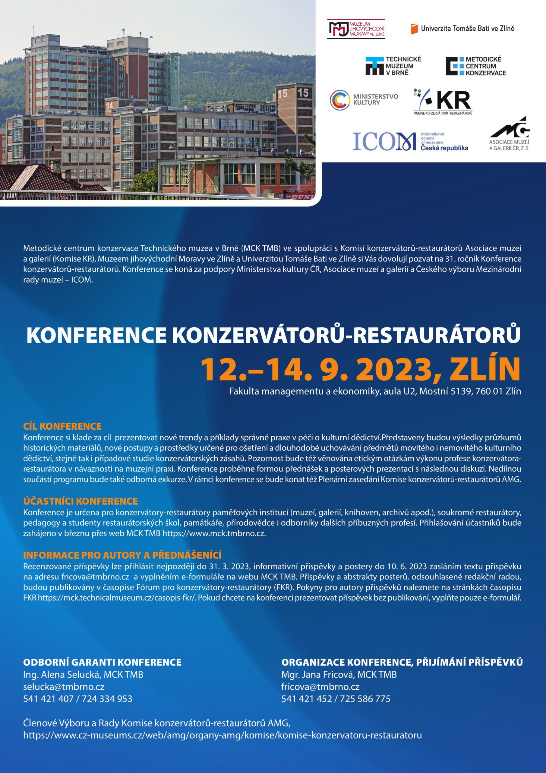 Pozvánka na konferenciu konzervátorov – reštaurátorov v Zlíne